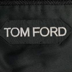Pre Owned Tom Ford Black Herringbone Silk and Cashmere Single Breasted Blazer XXXL
