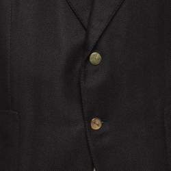 Pre Owned Tom Ford Black Herringbone Silk and Cashmere Single Breasted Blazer XXXL