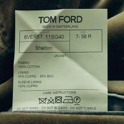 Pre Owned Tom Ford Olive Green Velvet Single Breasted Shelton Jacket XXXL