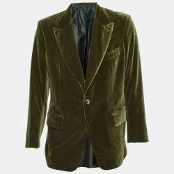 Pre Owned Tom Ford Olive Green Velvet Single Breasted Shelton Jacket XXXL