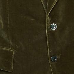 Pre Owned Tom Ford Olive Green Velvet Single Breasted Shelton Jacket XXXL
