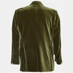 Pre Owned Tom Ford Olive Green Velvet Single Breasted Shelton Jacket XXXL