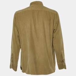 Pre Owned Tom Ford Sage Green Corduroy Button Front Shirt XXL