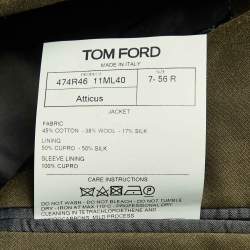 Pre Owned Tom Ford Khaki Green Cotton and Wool Single Breasted Blazer XXXL