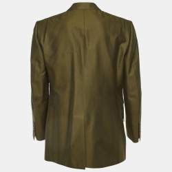 Pre Owned Tom Ford Khaki Green Cotton and Wool Single Breasted Blazer XXXL