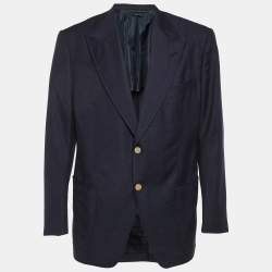 Pre Owned Tom Ford Navy Blue Wool Single Breasted Fit D Blazer XXXL