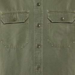 Pre Owned Tom Ford Sage Green Linen and Cotton Button Front Shirt XXL