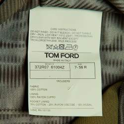 Pre Owned Tom Ford Dark Khaki Green Cotton Buckled Waist Trousers XXXL