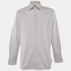 Pre Owned Tom Ford Grey Button Front Long Sleeve Shirt XXXL