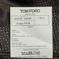 Pre Owned Tom Ford Black Patterned Wool Suede Patch Detail Shelton Blazer 4XL