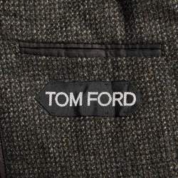 Pre Owned Tom Ford Black Patterned Wool Suede Patch Detail Shelton Blazer 4XL