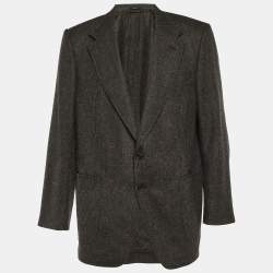 Pre Owned Tom Ford Black Patterned Wool Suede Patch Detail Shelton Blazer 4XL