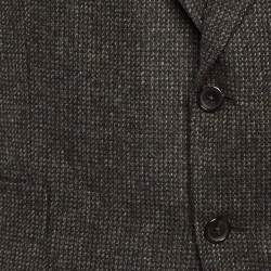 Pre Owned Tom Ford Black Patterned Wool Suede Patch Detail Shelton Blazer 4XL