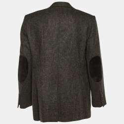 Pre Owned Tom Ford Black Patterned Wool Suede Patch Detail Shelton Blazer 4XL