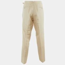 Pre Owned Tom Ford Cream Silk Tailored Buckle Detail Trousers XXXL