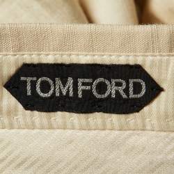 Pre Owned Tom Ford Cream Silk Tailored Buckle Detail Trousers XXXL