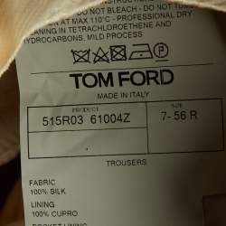 Pre Owned Tom Ford Cream Silk Tailored Buckle Detail Trousers XXXL