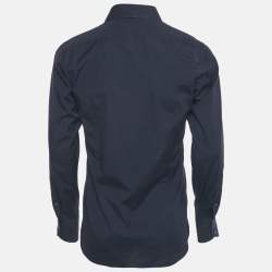 Pre Owned Tom Ford Navy Blue Cotton Shirt M