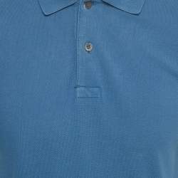 Pre Owned Tom Ford Blue Pique Cotton Polo T-Shirt S