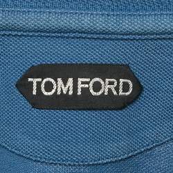Pre Owned Tom Ford Blue Pique Cotton Polo T-Shirt S