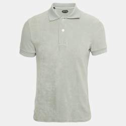 Pre Owned Tom Ford Light Blue Terry Cotton Polo T-Shirt S