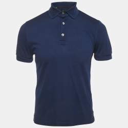 Pre Owned Tom Ford Blue Cotton Pique Polo T-Shirt S