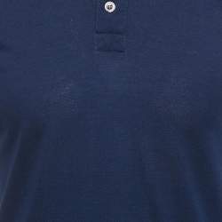Pre Owned Tom Ford Blue Cotton Pique Polo T-Shirt S