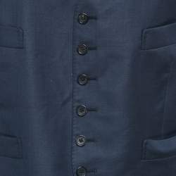 Pre Owned Tom Ford Navy Blue Wool Button Front Tailored Waistcoat XL