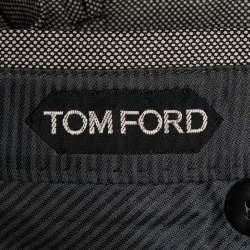Pre Owned Tom Ford Grey Patterned Wool Straight Leg Pants S