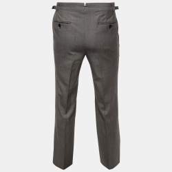 Pre Owned Tom Ford Grey Patterned Wool Straight Leg Pants S