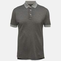 Pre Owned Tom Ford Black Cotton & Silk Pique Polo T-Shirt L