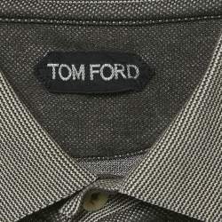 Pre Owned Tom Ford Black Cotton & Silk Pique Polo T-Shirt L
