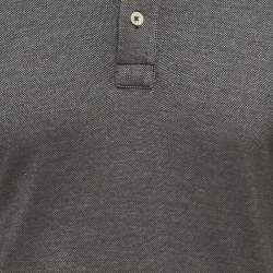 Pre Owned Tom Ford Black Cotton & Silk Pique Polo T-Shirt L