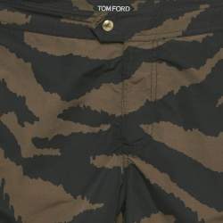Pre Owned Tom Ford Brown Animal Print Synthetic Swim Shorts S