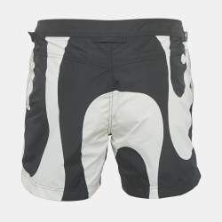 Pre Owned Tom Ford Black/White Printed Synthetic Swim Shorts M