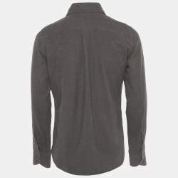 Pre Owned Tom Ford Grey /Brown Checked Cotton Full Sleeve Shirt M