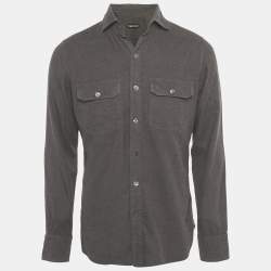 Pre Owned Tom Ford Grey /Brown Checked Cotton Full Sleeve Shirt M