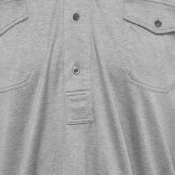 Pre Owned Tom Ford Grey Cotton Long Sleeve Polo T-Shirt M