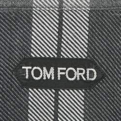 مملوكة مسبقًا قميص توم فورد رمادي كاروهات قطن بأزرار أمامية مقاس وسط (ميديم)