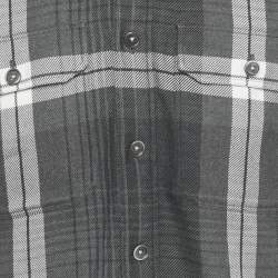 مملوكة مسبقًا قميص توم فورد رمادي كاروهات قطن بأزرار أمامية مقاس وسط (ميديم)