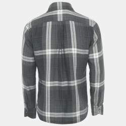 مملوكة مسبقًا قميص توم فورد رمادي كاروهات قطن بأزرار أمامية مقاس وسط (ميديم)