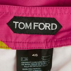Pre Owned Tom Ford Pink Printed Nylon Swim Shorts S