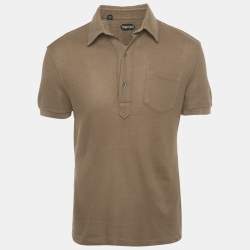 Pre Owned Tom Ford Brown Cotton Pique Polo T-Shirt M 