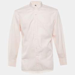 Pre Owned Tom Ford Pink Herringbone Cotton Long Sleeve Shirt L