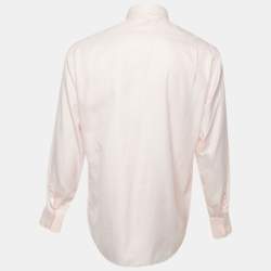 Pre Owned Tom Ford Pink Herringbone Cotton Long Sleeve Shirt L