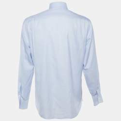 Pre Owned Tom Ford Blue Cotton Made to Measure Long Sleeve Shirt L