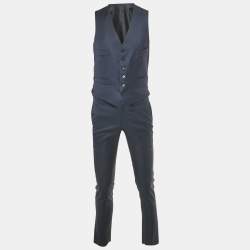 مملوكة مسبقًا Tom Ford Navy Blue Wool 3 Piece Suit Set S 