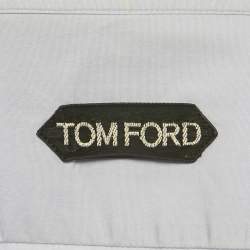 Pre Owned قميص توم فورد أزرار أمامية قطن أزرق مقاس متوسط (ميديم)