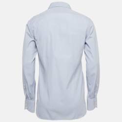 Pre Owned قميص توم فورد أزرار أمامية قطن أزرق مقاس متوسط (ميديم)