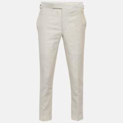 Pre Owned بنطلون توم فورد مزيج قطن أبيض بقصة عادية مقاس صغير - سمول